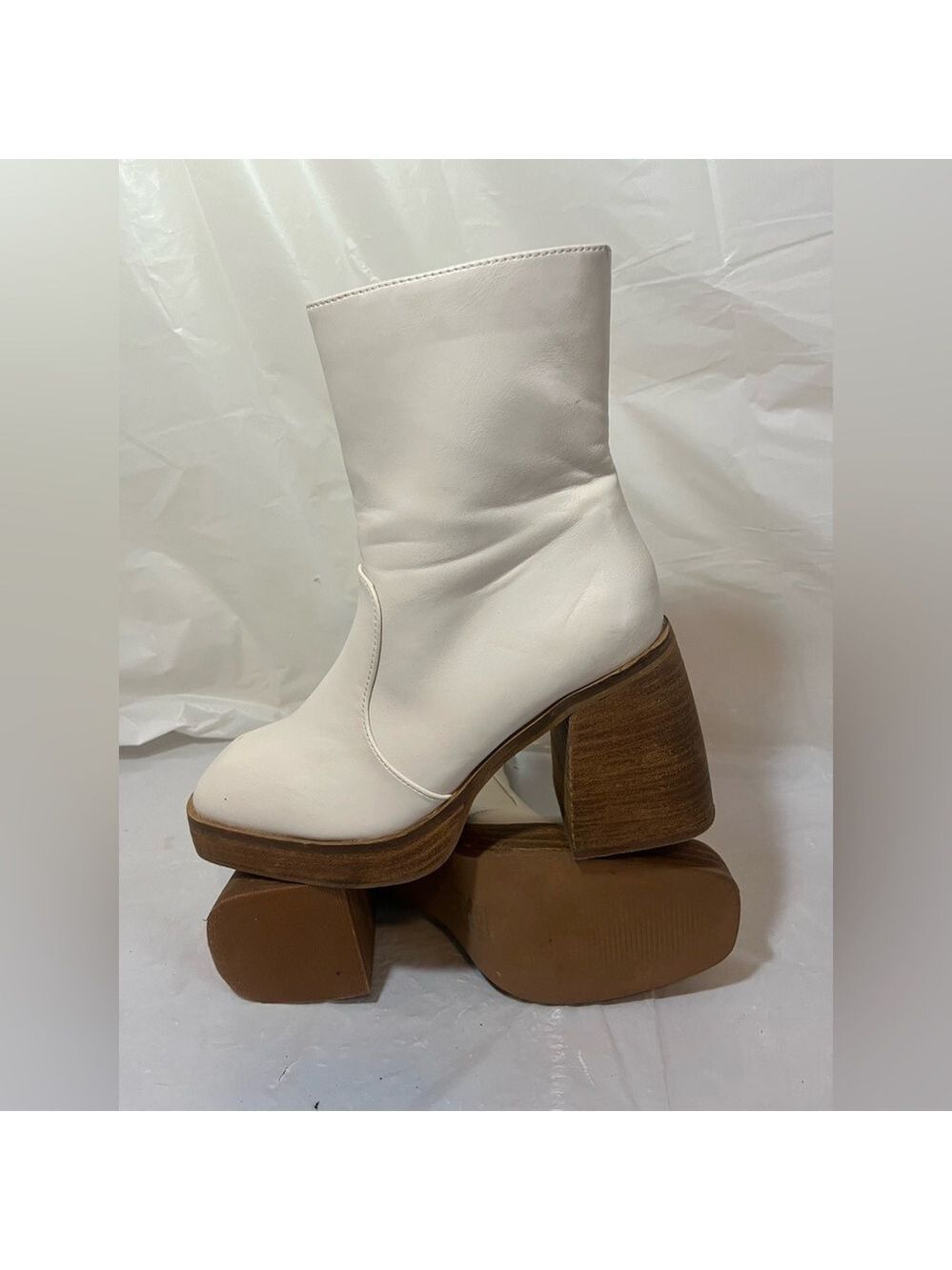 Bohme White Ivory Chunky Heel